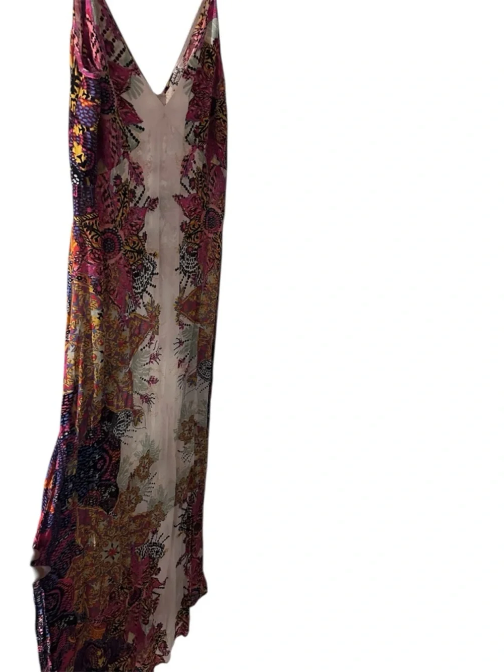 Free people Floral Pink Maxi Slip Dress with Side Slit - Picture 4 of 7